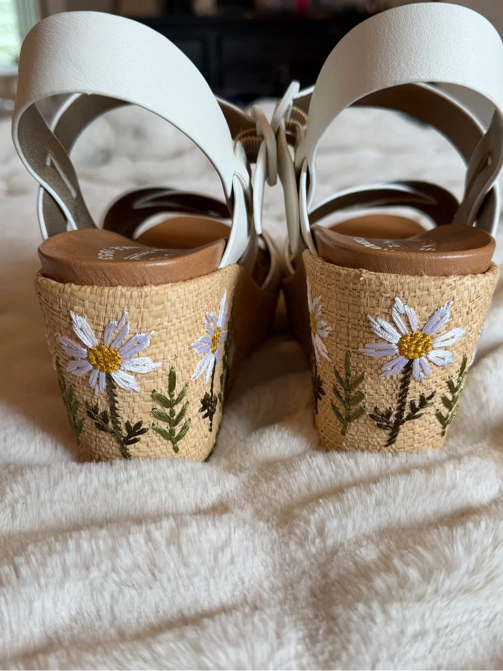 Kork-Ease White Leather Crisscross Ankle-Strap Wedges NEW SIZE 8